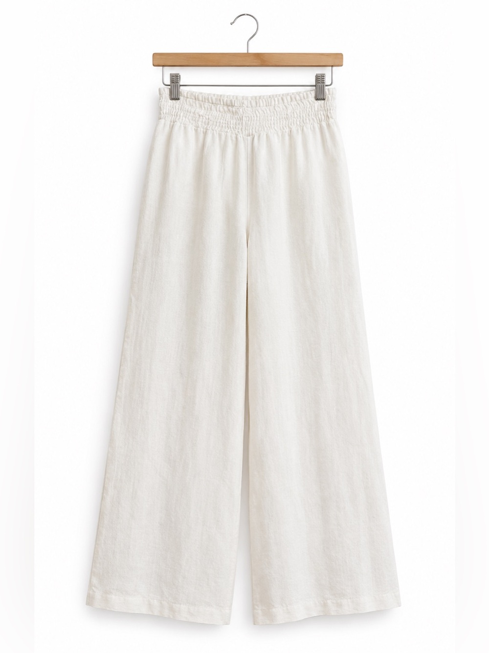 bebe White 100% Linen Wide Leg Pull-On Pants S Made USA